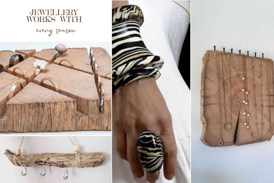 <p data-start="102" data-end="392">💍 <strong data-start="105" data-end="128">DIY Jewelry Display&nbsp;</strong><br data-start="128" data-end="131">Create your own stylish jewelry holder with a simple wooden board! Make small grooves to hold rings or add nails at the top to hang necklaces and bracelets. It&rsquo;s a fun, easy way to keep your accessories organized and on display &ndash; functional and beautiful! 🌿</p>
<p data-start="394" data-end="478">Get creative with shapes, colors or even mix wood types for a personalized touch.</p>
<p data-start="480" data-end="605">#LesCouleursDuMonde #DIYDecor #JewelryOrganization #BohoStyle #HomeDIY #CreativeLiving #BohoAccessories #OrganizedAndPretty</p>