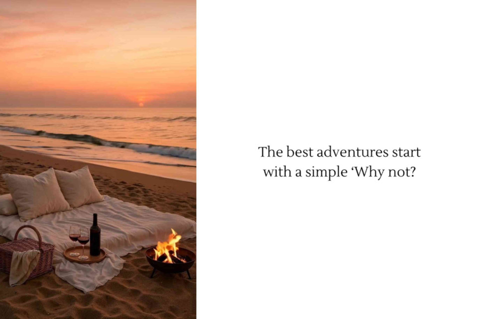 <p data-start="175" data-end="490"><strong data-start="178" data-end="252">Saying yes to simple moments.&nbsp;</strong><br data-start="252" data-end="255">A quiet beach at sunset, a blanket on the sand, a small fire to keep the evening warm. Sometimes that&rsquo;s all you need to feel free and alive. These are the moments that turn into the best memories: unplanned, easy and filled with calm.&nbsp;</p>
<p data-start="492" data-end="663">✨ <strong data-start="494" data-end="510">Inspiration:</strong> plan a small golden-hour moment this season. A walk by the water, a blanket, a warm drink or a simple snack can turn an ordinary day into a mini-escape.&nbsp;</p>
<p data-start="665" data-end="750" data-is-last-node="" data-is-only-node="">#SeasaltAndPicnics #BeachMoments #GoldenHourMagic #SimpleAdventures #CoastalLifestyle</p>