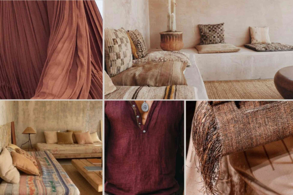 <p>Linen curtains in earthy tones. Handwoven cushions with subtle patterns. Wool throws with visible texture. Every layer adds comfort and depth without overwhelming the space.</p><p>The palette stays close to nature. Clay, sand, rust, deep red, muted brown. These tones work because they are connected to the landscape and traditional dyes. When you keep your base neutral, you can introduce richer colors in fabric and accessories without losing balance.</p><p>There is also a lifestyle lesson here. Seating is low. Spaces are flexible. A bench becomes a lounge area with the right cushions. A simple wooden table anchors the room. <strong>Comfort is created through softness and proportion rather than size.</strong></p><p>Take this approach home. Start with natural materials like linen, wool and cotton. Mix textures instead of busy prints. Choose colors that complement each other instead of competing.</p><p>#Marrakech #Morocco #LayeredLiving #NaturalTextiles #EarthTones #MoroccanInteriors #SlowDesign #InteriorInspiration</p>