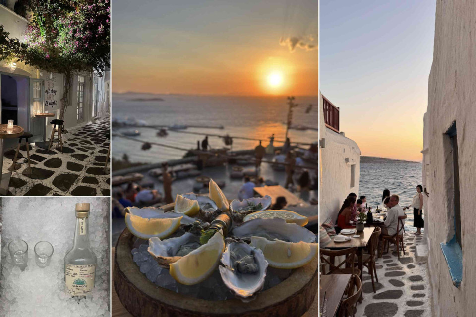 <p data-start="0" data-end="35"><strong>Mykonos comes alive in the evening.&nbsp;</strong></p>
<p data-start="37" data-end="324">Start in Mykonos Town where small bars open their doors onto narrow stone streets. The atmosphere is relaxed but vibrant. Choose a spot with outdoor seating and begin with a simple drink. A chilled bottle of Casamigos tequila over ice or a crisp white wine works perfectly before dinner.</p>
<p data-start="326" data-end="586">As the sun sets head towards the waterfront. Order fresh oysters with lemon and keep the menu focused. Quality seafood and a good view are all you need. Sunset in Mykonos is not just a photo moment. It is the transition from slow island day to energetic night.</p>
<p data-start="588" data-end="830">Book a table by the sea where you can sit close to the water. Restaurants along the coast of Mykonos Town offer this experience. Keep your dinner simple and share plates. Fresh fish, grilled vegetables and local wine create the right balance.</p>
<p data-start="832" data-end="977">Mykonos at night is about making intentional choices. Pick one bar, one restaurant and one great sunset view. Do it well instead of doing it all.</p>
<p data-start="979" data-end="1056" data-is-last-node="" data-is-only-node="">#Mykonos #MykonosTown #SunsetVibes #GreekIslands #SeafoodLovers #IslandNights</p>