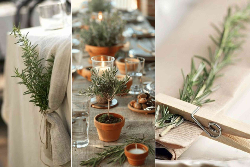 <p><strong data-start="0" data-end="48">Natural table styling with everyday elements</strong></p><p>This setting shows how simple ingredients can shape a warm and cohesive table. Fresh rosemary is used as a decorative detail on napkins around candles and as a subtle accent along the table. Small terracotta pots add texture and earth tones while glassware keeps the composition light and balanced.</p><p>By repeating one natural element throughout the setup the result feels intentional and calm. Herbs are affordable accessible and practical since they can be reused in the kitchen after the gathering. Linen wood and clay reinforce the natural atmosphere without adding unnecessary decoration.</p><p>It is a straightforward approach to hosting that focuses on scent texture and material rather than excess.</p><p>#tablestyling #naturaldecor #slowhosting #sustainableliving #earthytones #consciousentertaining</p>