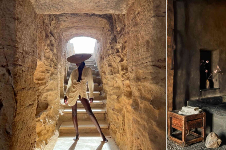 <p><strong data-start="0" data-end="43">Raw architecture and controlled styling</strong></p><p>This setting combines carved stone architecture with minimal fashion styling. The rough textured walls and narrow passage create a strong structural backdrop. The natural stone surface adds depth and eliminates the need for additional decoration.</p><p>The outfit remains simple and monochrome. A light draped garment contrasts with the darker skin tone and the solid stone surroundings. The oversized hat defines the silhouette and adds proportion without introducing color.</p><p>On the interior side natural wood stone and limited accessories maintain the same approach. One small cabinet a built in niche and a few essential objects are enough to complete the space.</p><p>The concept is clear. Strong architecture minimal styling consistent materials and controlled composition.</p><p>#rawarchitecture #naturaltextures #minimalstyle #earthtones #editorialconcept #balivibes</p>