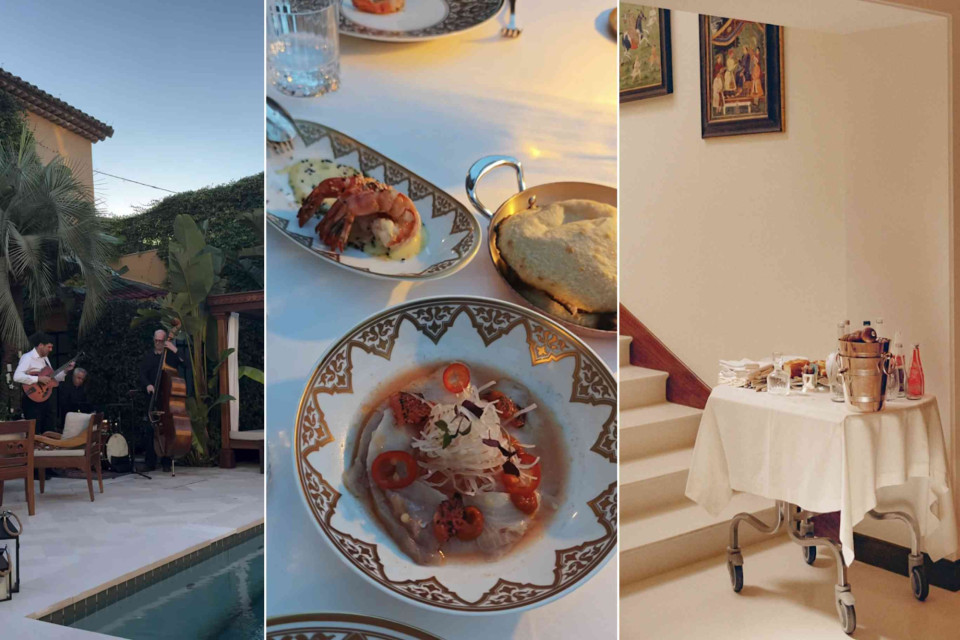 <p>Dinner at <strong data-start="89" data-end="107">Pan De&iuml; Palais</strong> in <strong data-start="111" data-end="152">Saint-Tropez</strong>.</p><p>In the courtyard by the pool, guests can enjoy Mediterranean dishes such as fresh fish, seafood starters and seasonal vegetables. Dinner is often accompanied by live music, creating a relaxed evening atmosphere.</p><p><strong data-start="368" data-end="376">Tip:</strong> reserve a table on the terrace so you can dine outside next to the pool. In summer it&rsquo;s one of the quieter places to have dinner away from the busy harbour.</p><p>#LesCouleursDuMonde #LaRouteDesCouleurs #SaintTropez #PanDeiPalais #Airelles #FrenchRiviera</p>