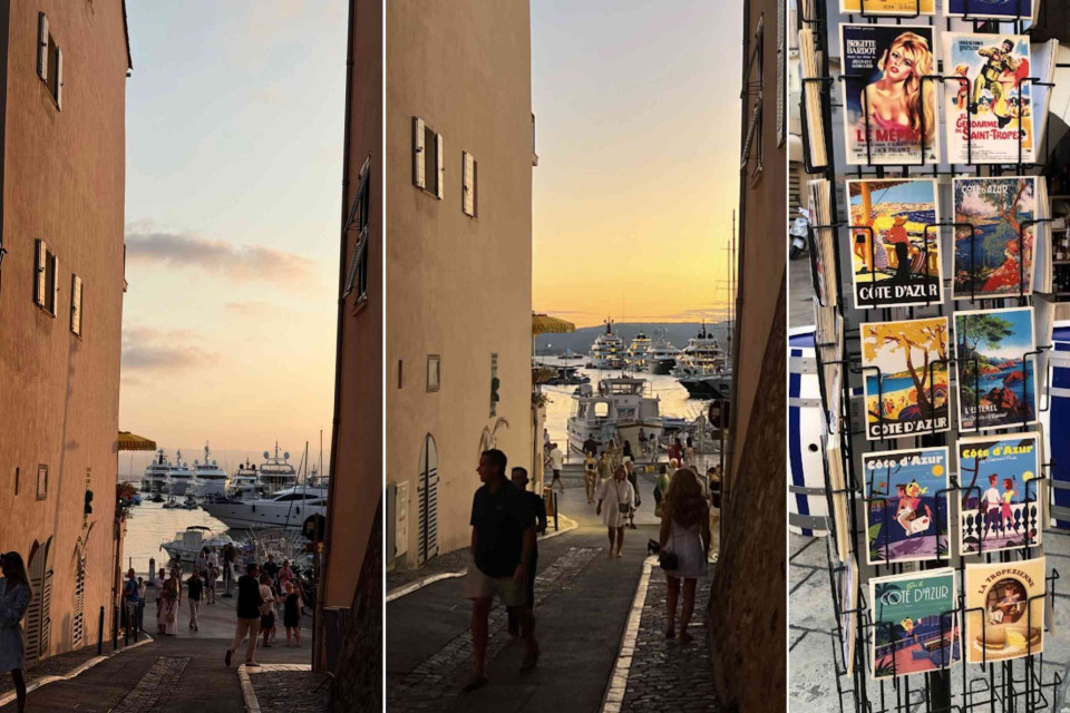 <p>Golden hour in <strong data-start="15" data-end="56">Saint-Tropez</strong>.&nbsp;</p><p>As the sun begins to set, the narrow streets of the old village slowly fill with warm light. Walking down toward the Vieux Port de Saint-Tropez, you&rsquo;ll see the harbour glowing in soft golden tones while yachts gently move in the background.</p><p>Along the small streets, souvenir stands display vintage postcards and colourful C&ocirc;te d&rsquo;Azur posters. Many of them feature iconic images of Saint-Tropez, from classic Riviera scenes to famous film posters inspired by the era of <strong data-start="549" data-end="590">Brigitte Bardot</strong>, who helped make the village internationally famous.</p><p><strong data-start="645" data-end="653">Tip:</strong> take an early evening walk through the old streets just before sunset. The light between the pastel buildings creates one of the most photogenic moments in Saint-Tropez.</p><p>#LesCouleursDuMonde #LaRouteDesCouleurs #SaintTropez #CotedAzur #FrenchRiviera #GoldenHour</p>