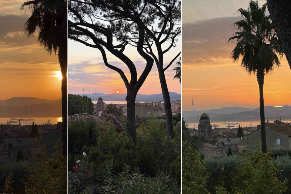 <p>As the day slowly comes to an end, the village of Saint-Tropez is bathed in warm golden light. From the hills above the old town, you can see the rooftops, the bell tower and the harbour while the <strong>sun sets behind the bay</strong>.</p><p>The silhouettes of Mediterranean pine trees and palm trees frame the landscape, creating one of the most iconic views of the <strong data-start="410" data-end="451">C&ocirc;te d&rsquo;Azur</strong>. It&rsquo;s a quiet moment before the evening begins and the village fills with life again.</p><p><strong data-start="539" data-end="547">Tip:</strong> walk up to one of the viewpoints above the village just before sunset. The light over the rooftops and the bay creates one of the most beautiful views of Saint-Tropez.</p><p>#LesCouleursDuMonde #LaRouteDesCouleurs #SaintTropez #CotedAzur #FrenchRiviera #Sunset</p>
