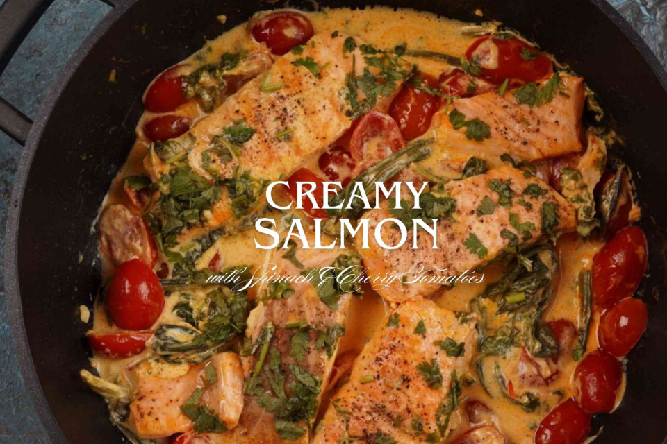 <h4 class="isSelectedEnd"><strong>Creamy Garlic Salmon with Spinach & Cherry Tomatoes</strong></h4>
<p class="isSelectedEnd">A simple dish full of fresh ingredients. Salmon cooked in a creamy sauce with garlic, cherry tomatoes, spinach, Parmesan, lemon, and basil. Rich in flavor but easy to prepare. Perfect for a relaxed dinner at home and ready in about 20 minutes.</p>
<p data-start="352" data-end="369"><span class="BZ_Pyq_fadeIn"><em>Ingredients</em> (serves 2):</span></p>
<ul>
<li data-start="352" data-end="369"><span class="BZ_Pyq_fadeIn">2 salmon fillets</span></li>
<li data-start="352" data-end="369"><span class="BZ_Pyq_fadeIn">40 g Parmesan cheese (grated)</span></li>
<li data-start="352" data-end="369"><span class="BZ_Pyq_fadeIn">350 g cherry tomatoes</span></li>
<li data-start="352" data-end="369"><span class="BZ_Pyq_fadeIn">150 g spinach</span></li>
<li data-start="352" data-end="369"><span class="BZ_Pyq_fadeIn">150 ml cream</span></li>
<li data-start="352" data-end="369"><span class="BZ_Pyq_fadeIn">2 garlic cloves (finely chopped)</span></li>
<li data-start="352" data-end="369"><span class="BZ_Pyq_fadeIn">fresh basil</span></li>
<li data-start="352" data-end="369"><span class="BZ_Pyq_fadeIn">juice of ½ lemon</span></li>
<li data-start="352" data-end="369"><span class="BZ_Pyq_fadeIn">1 tbsp olive oil</span></li>
<li data-start="352" data-end="369"><span class="BZ_Pyq_fadeIn">salt and pepper</span></li>
</ul>
<p data-start="141" data-end="377"><span class="BZ_Pyq_fadeIn">Start </span><span class="BZ_Pyq_fadeIn">by </span><span class="BZ_Pyq_fadeIn">heating </span><span class="BZ_Pyq_fadeIn">a </span><span class="BZ_Pyq_fadeIn">little </span><span class="BZ_Pyq_fadeIn">olive </span><span class="BZ_Pyq_fadeIn">oil </span><span class="BZ_Pyq_fadeIn">in </span><span class="BZ_Pyq_fadeIn">a </span><span class="BZ_Pyq_fadeIn">large </span><span class="BZ_Pyq_fadeIn">pan </span><span class="BZ_Pyq_fadeIn">over </span><span class="BZ_Pyq_fadeIn">medium </span><span class="BZ_Pyq_fadeIn">heat. </span><span class="BZ_Pyq_fadeIn">Season </span><span class="BZ_Pyq_fadeIn">the </span><span class="BZ_Pyq_fadeIn">salmon </span><span class="BZ_Pyq_fadeIn">fillets </span><span class="BZ_Pyq_fadeIn">with </span><span class="BZ_Pyq_fadeIn">salt </span><span class="BZ_Pyq_fadeIn">and </span><span class="BZ_Pyq_fadeIn">pepper </span><span class="BZ_Pyq_fadeIn">and </span><span class="BZ_Pyq_fadeIn">cook </span><span class="BZ_Pyq_fadeIn">them </span><span class="BZ_Pyq_fadeIn">for </span><span class="BZ_Pyq_fadeIn">about </span><span class="BZ_Pyq_fadeIn">3–</span><span class="BZ_Pyq_fadeIn">4 </span><span class="BZ_Pyq_fadeIn">minutes </span><span class="BZ_Pyq_fadeIn">on </span><span class="BZ_Pyq_fadeIn">each </span><span class="BZ_Pyq_fadeIn">side </span><span class="BZ_Pyq_fadeIn">until </span><span class="BZ_Pyq_fadeIn">they </span><span class="BZ_Pyq_fadeIn">are </span><span class="BZ_Pyq_fadeIn">golden. </span><span class="BZ_Pyq_fadeIn">Remove </span><span class="BZ_Pyq_fadeIn">the </span><span class="BZ_Pyq_fadeIn">salmon </span><span class="BZ_Pyq_fadeIn">from </span><span class="BZ_Pyq_fadeIn">the </span><span class="BZ_Pyq_fadeIn">pan </span><span class="BZ_Pyq_fadeIn">and </span><span class="BZ_Pyq_fadeIn">set </span><span class="BZ_Pyq_fadeIn">it </span><span class="BZ_Pyq_fadeIn">aside.</span></p>
<p data-start="379" data-end="544"><span class="BZ_Pyq_fadeIn">In </span><span class="BZ_Pyq_fadeIn">the </span><span class="BZ_Pyq_fadeIn">same </span><span class="BZ_Pyq_fadeIn">pan, </span><span class="BZ_Pyq_fadeIn">sauté </span><span class="BZ_Pyq_fadeIn">the </span><span class="BZ_Pyq_fadeIn">chopped </span><span class="BZ_Pyq_fadeIn">garlic </span><span class="BZ_Pyq_fadeIn">for </span><span class="BZ_Pyq_fadeIn">about </span><span class="BZ_Pyq_fadeIn">a </span><span class="BZ_Pyq_fadeIn">minute </span><span class="BZ_Pyq_fadeIn">until </span><span class="BZ_Pyq_fadeIn">fragrant. </span><span class="BZ_Pyq_fadeIn">Add </span><span class="BZ_Pyq_fadeIn">the </span><span class="BZ_Pyq_fadeIn">cherry </span><span class="BZ_Pyq_fadeIn">tomatoes </span><span class="BZ_Pyq_fadeIn">and </span><span class="BZ_Pyq_fadeIn">cook </span><span class="BZ_Pyq_fadeIn">them </span><span class="BZ_Pyq_fadeIn">for </span><span class="BZ_Pyq_fadeIn">3–</span><span class="BZ_Pyq_fadeIn">4 </span><span class="BZ_Pyq_fadeIn">minutes, </span><span class="BZ_Pyq_fadeIn">allowing </span><span class="BZ_Pyq_fadeIn">them </span><span class="BZ_Pyq_fadeIn">to </span><span class="BZ_Pyq_fadeIn">soften </span><span class="BZ_Pyq_fadeIn">slightly.</span></p>
<p data-start="546" data-end="683"><span class="BZ_Pyq_fadeIn">Pour </span><span class="BZ_Pyq_fadeIn">in </span><span class="BZ_Pyq_fadeIn">the </span><span class="BZ_Pyq_fadeIn">cream </span><span class="BZ_Pyq_fadeIn">and </span><span class="BZ_Pyq_fadeIn">let </span><span class="BZ_Pyq_fadeIn">it </span><span class="BZ_Pyq_fadeIn">simmer </span><span class="BZ_Pyq_fadeIn">gently </span><span class="BZ_Pyq_fadeIn">for </span><span class="BZ_Pyq_fadeIn">about </span><span class="BZ_Pyq_fadeIn">2 </span><span class="BZ_Pyq_fadeIn">minutes. </span><span class="BZ_Pyq_fadeIn">Stir </span><span class="BZ_Pyq_fadeIn">in </span><span class="BZ_Pyq_fadeIn">the </span><span class="BZ_Pyq_fadeIn">grated </span><span class="BZ_Pyq_fadeIn">Parmesan </span><span class="BZ_Pyq_fadeIn">cheese </span><span class="BZ_Pyq_fadeIn">and </span><span class="BZ_Pyq_fadeIn">mix </span><span class="BZ_Pyq_fadeIn">until </span><span class="BZ_Pyq_fadeIn">it </span><span class="BZ_Pyq_fadeIn">melts </span><span class="BZ_Pyq_fadeIn">into </span><span class="BZ_Pyq_fadeIn">the </span><span class="BZ_Pyq_fadeIn">sauce.</span></p>
<p data-start="685" data-end="826"><span class="BZ_Pyq_fadeIn">Add </span><span class="BZ_Pyq_fadeIn">the </span><span class="BZ_Pyq_fadeIn">spinach </span><span class="BZ_Pyq_fadeIn">and </span><span class="BZ_Pyq_fadeIn">cook </span><span class="BZ_Pyq_fadeIn">until </span><span class="BZ_Pyq_fadeIn">it </span><span class="BZ_Pyq_fadeIn">wilts. </span><span class="BZ_Pyq_fadeIn">Then </span><span class="BZ_Pyq_fadeIn">place </span><span class="BZ_Pyq_fadeIn">the </span><span class="BZ_Pyq_fadeIn">salmon </span><span class="BZ_Pyq_fadeIn">back </span><span class="BZ_Pyq_fadeIn">into </span><span class="BZ_Pyq_fadeIn">the </span><span class="BZ_Pyq_fadeIn">pan </span><span class="BZ_Pyq_fadeIn">and </span><span class="BZ_Pyq_fadeIn">let </span><span class="BZ_Pyq_fadeIn">it </span><span class="BZ_Pyq_fadeIn">cook </span><span class="BZ_Pyq_fadeIn">gently </span><span class="BZ_Pyq_fadeIn">in </span><span class="BZ_Pyq_fadeIn">the </span><span class="BZ_Pyq_fadeIn">sauce </span><span class="BZ_Pyq_fadeIn">for </span><span class="BZ_Pyq_fadeIn">another </span><span class="BZ_Pyq_fadeIn">2–</span><span class="BZ_Pyq_fadeIn">3 </span><span class="BZ_Pyq_fadeIn">minutes.</span></p>
<p data-start="828" data-end="945" data-is-last-node="" data-is-only-node=""><span class="BZ_Pyq_fadeIn">Finish </span><span class="BZ_Pyq_fadeIn">the </span><span class="BZ_Pyq_fadeIn">dish </span><span class="BZ_Pyq_fadeIn">by </span><span class="BZ_Pyq_fadeIn">adding </span><span class="BZ_Pyq_fadeIn">the </span><span class="BZ_Pyq_fadeIn">lemon </span><span class="BZ_Pyq_fadeIn">juice </span><span class="BZ_Pyq_fadeIn">and </span><span class="BZ_Pyq_fadeIn">fresh </span><span class="BZ_Pyq_fadeIn">basil. </span><span class="BZ_Pyq_fadeIn">Taste </span><span class="BZ_Pyq_fadeIn">the </span><span class="BZ_Pyq_fadeIn">sauce </span><span class="BZ_Pyq_fadeIn">and </span><span class="BZ_Pyq_fadeIn">adjust </span><span class="BZ_Pyq_fadeIn">with </span><span class="BZ_Pyq_fadeIn">salt </span><span class="BZ_Pyq_fadeIn">and </span><span class="BZ_Pyq_fadeIn">pepper </span><span class="BZ_Pyq_fadeIn">if </span><span class="BZ_Pyq_fadeIn">needed.</span></p>
<p data-start="828" data-end="945" data-is-last-node="" data-is-only-node=""><span class="BZ_Pyq_fadeIn">Serve with <strong data-start="1293" data-end="1335">pasta, rice, potatoes, or crusty bread</strong> to soak up the creamy sauce.</span></p>
<p data-start="828" data-end="945" data-is-last-node="" data-is-only-node=""><span class="BZ_Pyq_fadeIn">#salmonrecipe #homecooking #easyrecipes #dinnerideas #simpleingredients</span></p>