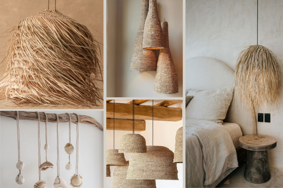 <p data-start="69" data-end="196"><strong>Not all pendant lighting works the same way.</strong> The material and shape directly influence how light spreads and how a space feels.</p>
<p data-start="198" data-end="245">In this setting you see<strong> three clear directions</strong>:</p>
<p data-start="247" data-end="424">Woven pendants like rattan or seagrass create a soft, diffused light. They are ideal for bedrooms or relaxed living areas where you want atmosphere instead of strong brightness.</p>
<p data-start="426" data-end="586">Structured woven shades give more control. They still soften the light but direct it slightly downward, which works well above a dining table or kitchen island.</p>
<p data-start="588" data-end="754">Loose or fringed pendants allow light to pass through more freely. They create movement and shadow, making them more decorative and suited for corners or bedside use.</p>
<p data-start="756" data-end="915">Natural materials like these also add texture without adding color contrast. They fit easily into neutral interiors and pair well with wood, linen and plaster.</p>
<p data-start="1016" data-end="1106" data-is-last-node="" data-is-only-node="">#lightingdesign #pendantlighting #interiortips #naturalmaterials #homestyling #designideas</p>