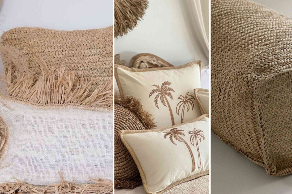 <p data-start="64" data-end="237"><strong>These types of cushions are often used to soften very minimal spaces.</strong> The materials are quite present on their own, so they do not need bold colors or patterns to stand out.</p>
<p data-start="239" data-end="447">What matters here is texture over color. The roughness of raffia or jute adds depth to an otherwise neutral setting. This is why they are often paired with smooth surfaces like plaster walls or clean bedding.</p>
<p data-start="449" data-end="583">They also work well when used in small numbers. One or two cushions are enough to introduce warmth without making the space feel busy.</p>
<p data-start="585" data-end="699">This approach is often used in places like Tulum where interiors rely on material contrast rather than decoration.</p>
<p data-start="701" data-end="792" data-is-last-node="" data-is-only-node="">#interiorstyling #naturalmaterials #texturedesign #tulumstyle #homedetails #minimalinterior</p>