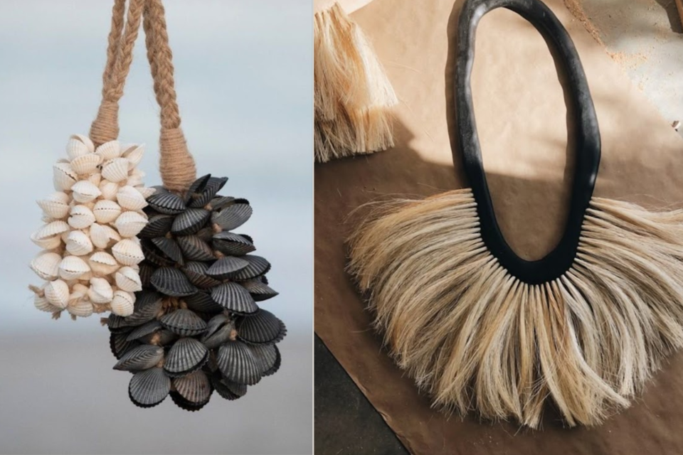 <p class="PDq2pG_selectionAnchorContainer" data-start="86" data-end="346"><strong data-start="86" data-end="197">Natural materials can turn a simple accessory into a statement piece through texture, repetition and scale.</strong> Shells, rope and plant fibres are particularly suited to this because they already have strong shapes and surfaces before anything is added to them.</p>
<p data-start="348" data-end="619">For a shell tassel, begin with a thick rope or braided cord that can support the weight of the shells. Smaller shells can then be attached closely together around the lower section. Working in overlapping rows creates volume and hides most of the construction underneath.</p>
<p data-start="621" data-end="842">Different shells produce very different results. Pale shells create a lighter coastal look, while darker shells give the same technique more contrast. Keeping the rope natural allows the shells to remain the main feature.</p>
<p data-start="844" data-end="1109">Plant fibres can be used in a completely different way. Raffia, sisal or similar fibres can be gathered into bundles and attached around a wooden, leather or wrapped handle. Positioning the fibres closely together creates the full fringe visible on a statement bag.</p>
<p data-start="1111" data-end="1344">The length of the fringe determines much of the final shape. Short fibres produce a compact edge, while longer strands create more movement. Once attached, the fibres can be trimmed to create an even curve or left slightly irregular.</p>
<p data-start="1346" data-end="1526">These techniques can also be combined. A woven bag can be finished with shell details, a raffia accessory can include wooden beads or a shell-covered tassel can become a bag charm.</p>
<p data-start="1528" data-end="1774">The result shows how materials often associated with interiors and traditional craft can move directly into fashion. The same shells, rope and fibres used for baskets, wall pieces and decorative objects can become bags, jewellery and accessories.</p>
<p data-start="1528" data-end="1774">#NaturalAccessories #ShellAccessories #RaffiaBag #AccessoryDesign #AtelierDuMonde</p>