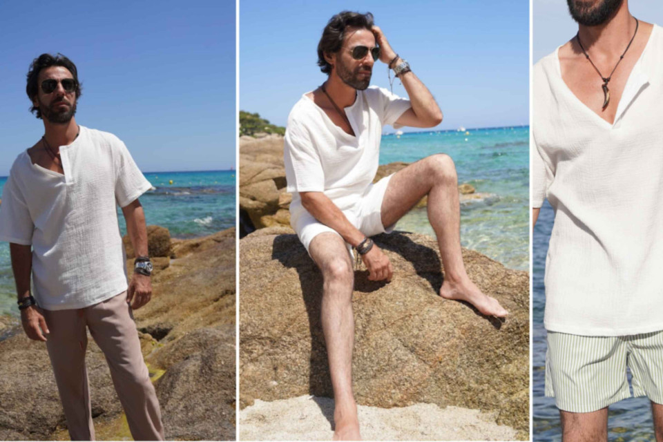 <p class="PDq2pG_selectionAnchorContainer" data-start="320" data-end="543"><strong data-start="320" data-end="406">The neckline is one of the details that determines how casual a men&rsquo;s shirt looks.</strong> Removing the traditional collar and leaving the neck slightly open immediately changes the character of an otherwise simple white shirt.</p>
<p data-start="545" data-end="786">The Mystic Moonlight White Shirt uses this approach with a loose short-sleeved silhouette. The open neckline creates space around the neck and chest, making the shirt easy to wear on its own rather than treating it as a layer over a T-shirt.</p>
<p data-start="788" data-end="1018">It also changes how accessories work. A necklace becomes more visible and can introduce a darker detail against the white fabric. Sunglasses, bracelets or a watch can continue that contrast without making the outfit overly styled.</p>
<p data-start="1020" data-end="1289">The choice of shorts can take the same shirt in different directions. Paired with the Bohemian Whisper Short, the look remains light and suitable for the coast. Neutral trousers create a slightly more dressed option while swim shorts make it work directly at the beach.</p>
<p data-start="1291" data-end="1494">This is also why collarless and open-neck shirts are useful for travel. They sit between a T-shirt and a conventional button-down shirt, giving men another option for days when neither feels quite right.</p>
<p data-start="1496" data-end="1581">A simple change in construction can therefore make a white shirt much more versatile.</p>
<h3 data-section-id="7ye4x9" data-start="1583" data-end="1606">Shop the Collection</h3>
<p data-start="1608" data-end="1673">&rarr; <a href="../../shop/product/521/mystic-moonlight-white-shirt"><strong data-start="1610" data-end="1642">Mystic Moonlight White Shirt</strong></a><br data-start="1642" data-end="1645">&rarr; <a href="../../shop/product/541/bohemian-whisper-short"><strong data-start="1647" data-end="1673">Bohemian Whisper Short</strong></a></p>
<p data-start="1675" data-end="1738">#AuralesBohemian #MensStyle #Menswear #SummerShirt #TravelStyle</p>