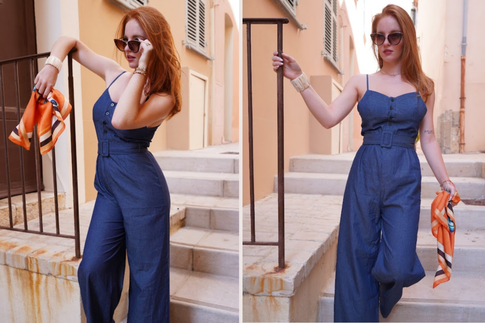 <p data-start="41" data-end="341">Step into timeless elegance with this stunning denim jumpsuit from <strong data-start="108" data-end="123">Retro Stage</strong>, a perfect blend of vintage charm and modern sophistication. With its cinched waist, buttoned front and flattering silhouette, this piece is made for sun-drenched strolls through pastel-colored streets.</p>
<p data-start="343" data-end="638">Paired with oversized cat-eye sunglasses and a bold silk scarf, this look is a nod to the golden era of French Riviera fashion, femininity glamour. A sunset aperitif or a Vespa ride along the coast, this jumpsuit is your go-to for a&nbsp;<strong data-start="611" data-end="636">Riviera Retro moment.</strong></p>
<p data-start="640" data-end="727" data-is-last-node="" data-is-only-node="">💙 #RivieraRetro #RetroStage #VintageGlam #FrenchRivieraStyle #cotedazur</p>